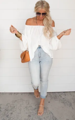 Off the Shoulder Peasant Top - Off White