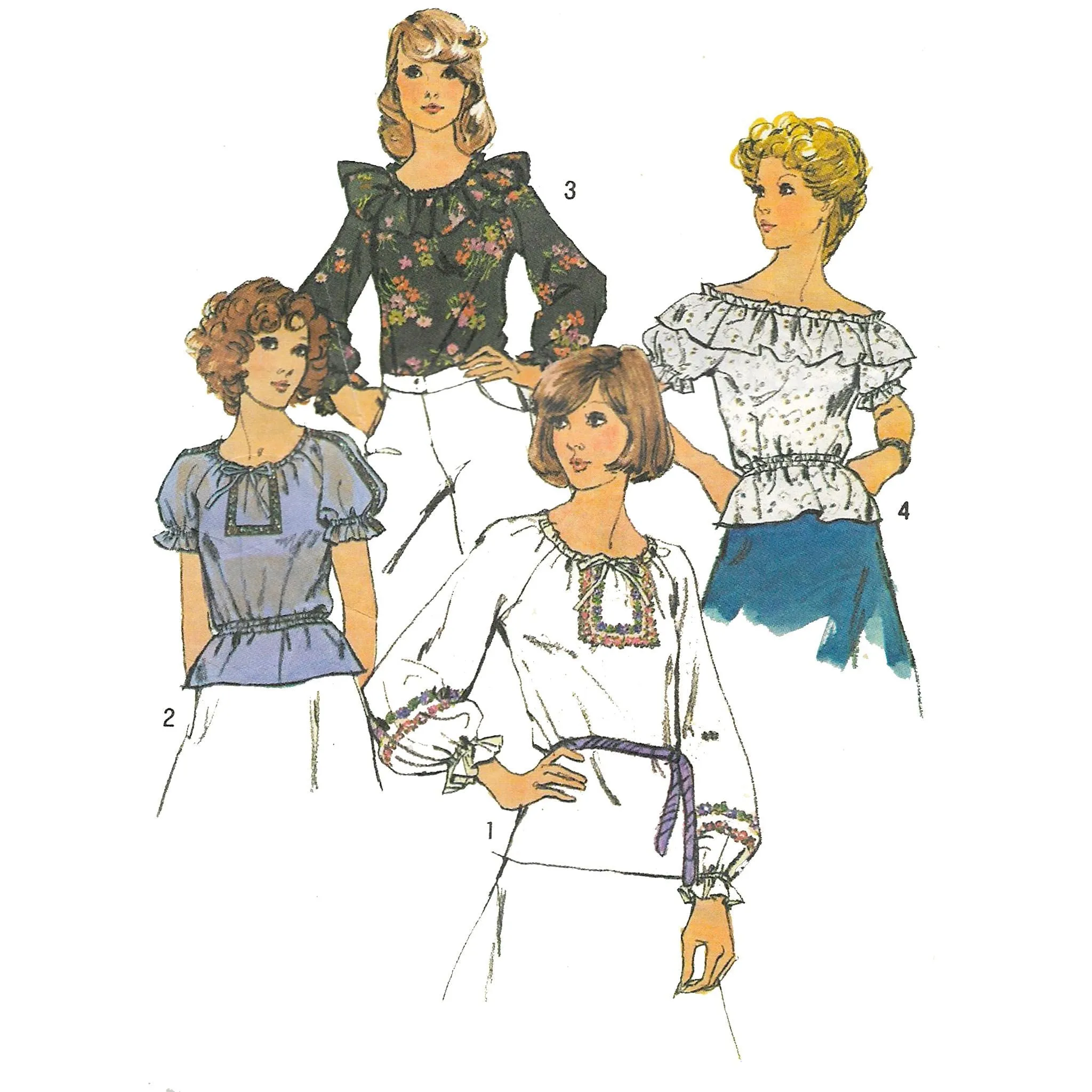 PDF - Vintage 1970s Sewing Pattern – Versatile Peasant Blouses -  Bust 34” (87cm) - Instantly  Print at Home