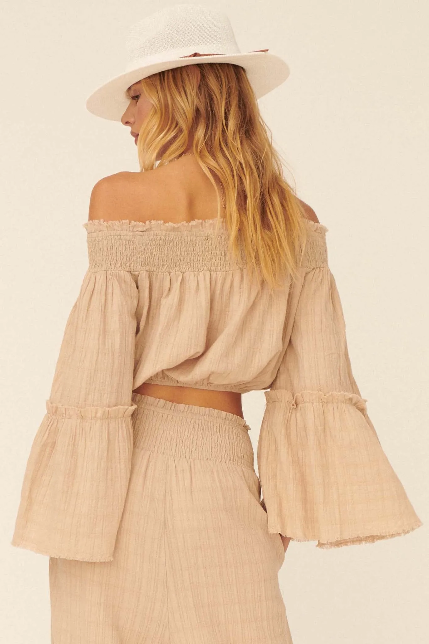 Place in Time Ruffled Off-Shoulder Crop Top