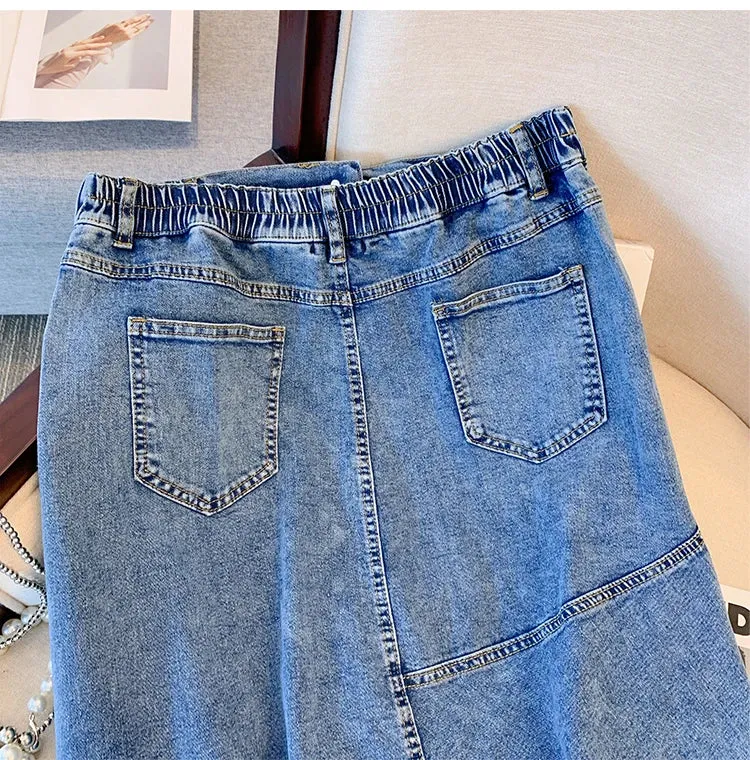 Plus Size Casual Denim Loose Skirts