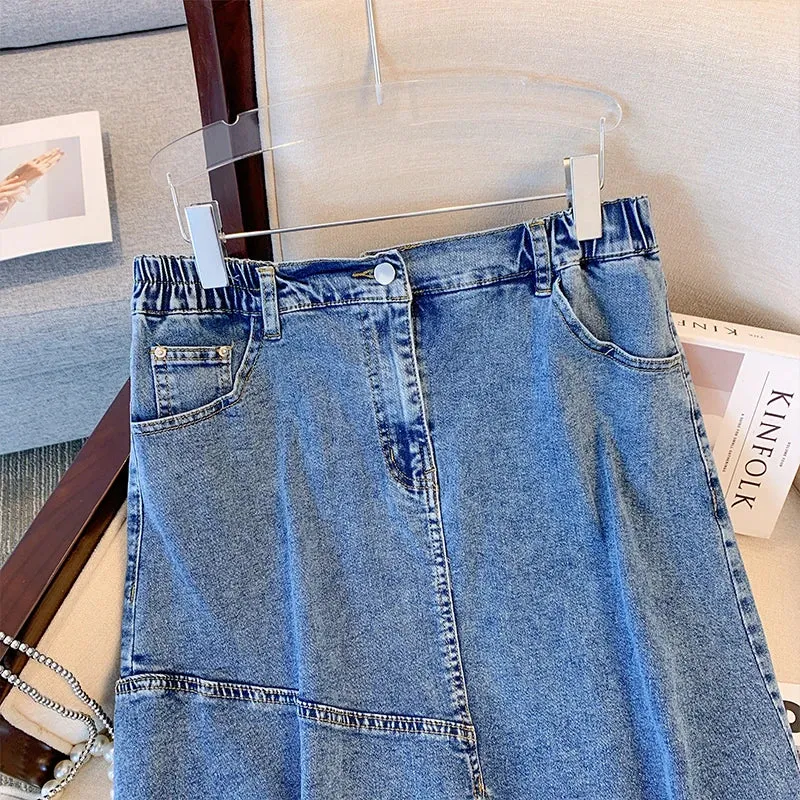 Plus Size Casual Denim Loose Skirts