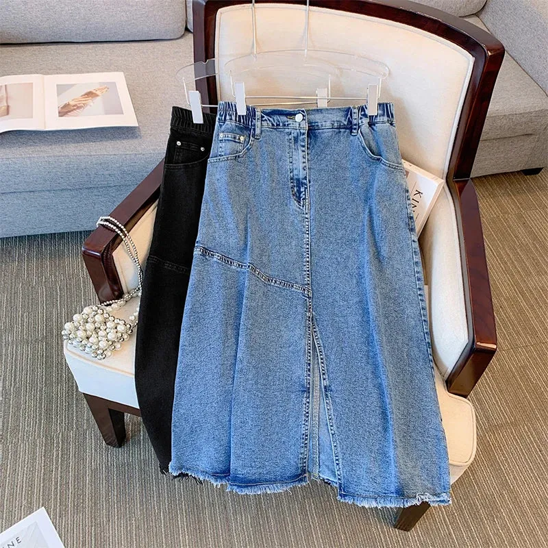 Plus Size Casual Denim Loose Skirts