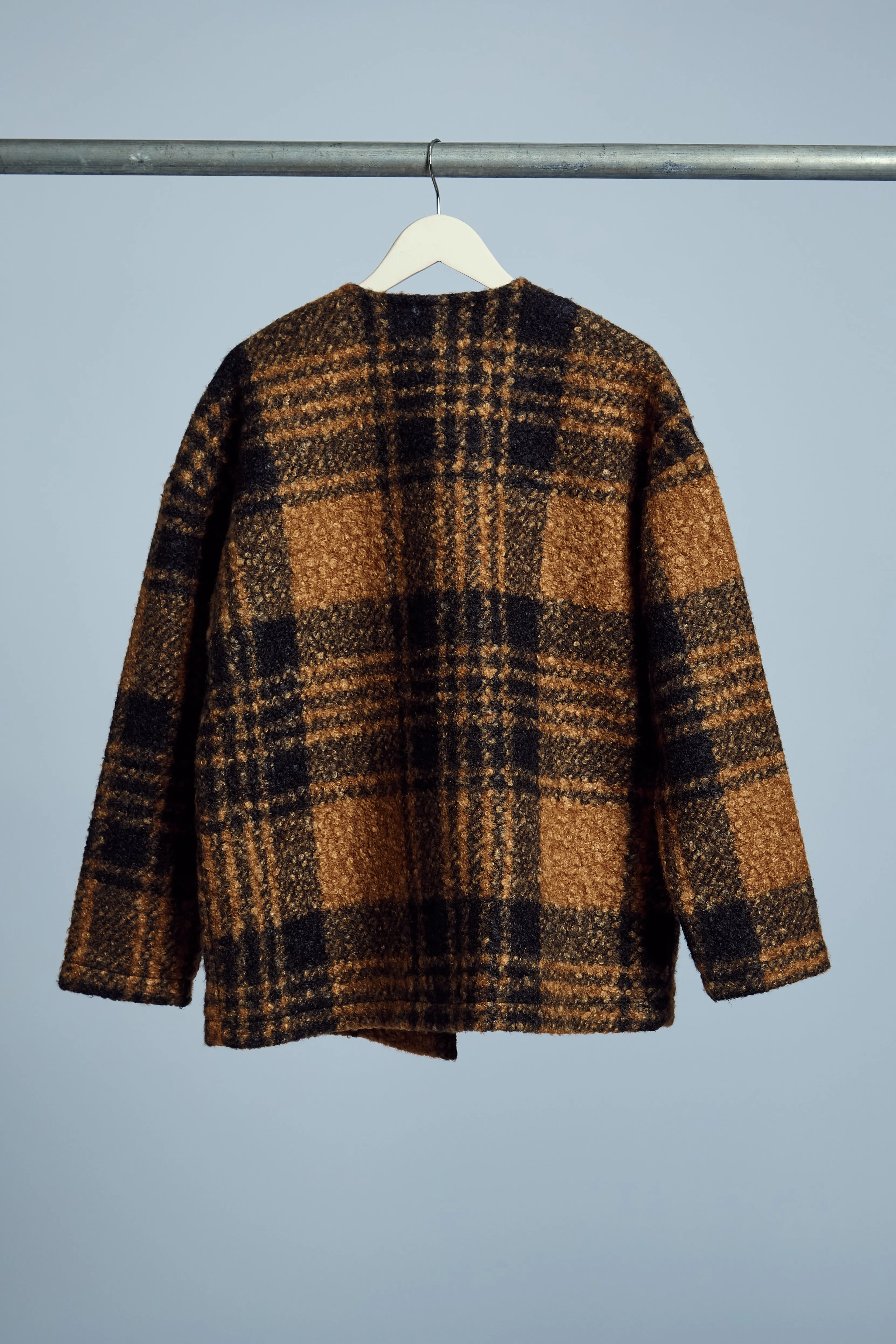 RAMOS BOUCLE CHECK WRAP COAT