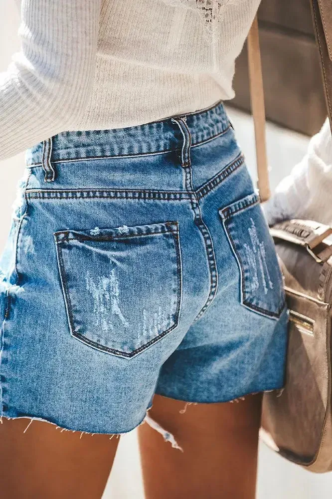 Ripped Denim Shorts