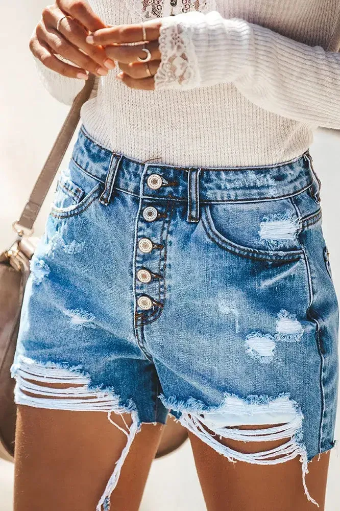 Ripped Denim Shorts