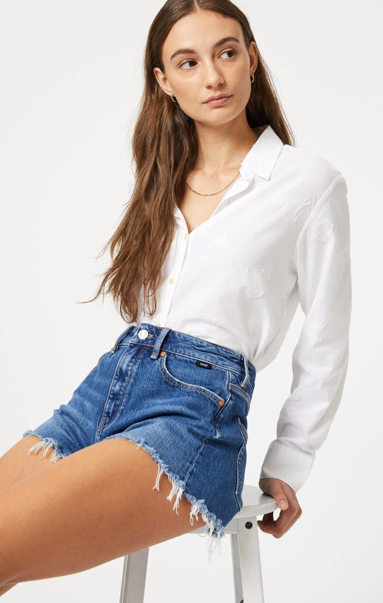 ROSIE BOYFRIEND SHORTS IN MID BRUSHED RECYCLED BLUE