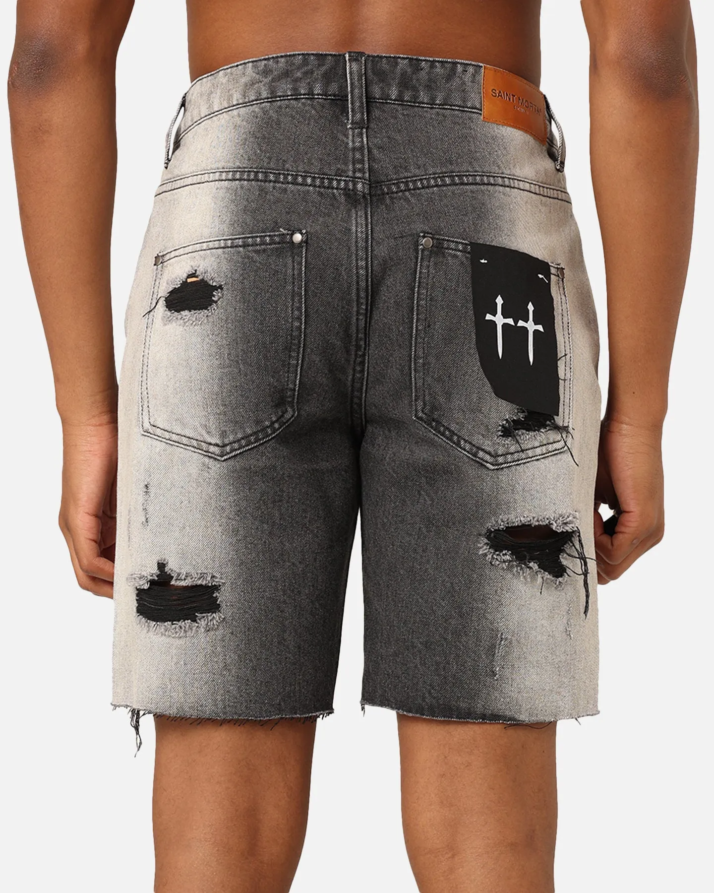 Saint Morta Sidewinder Denim Shorts Black Wash