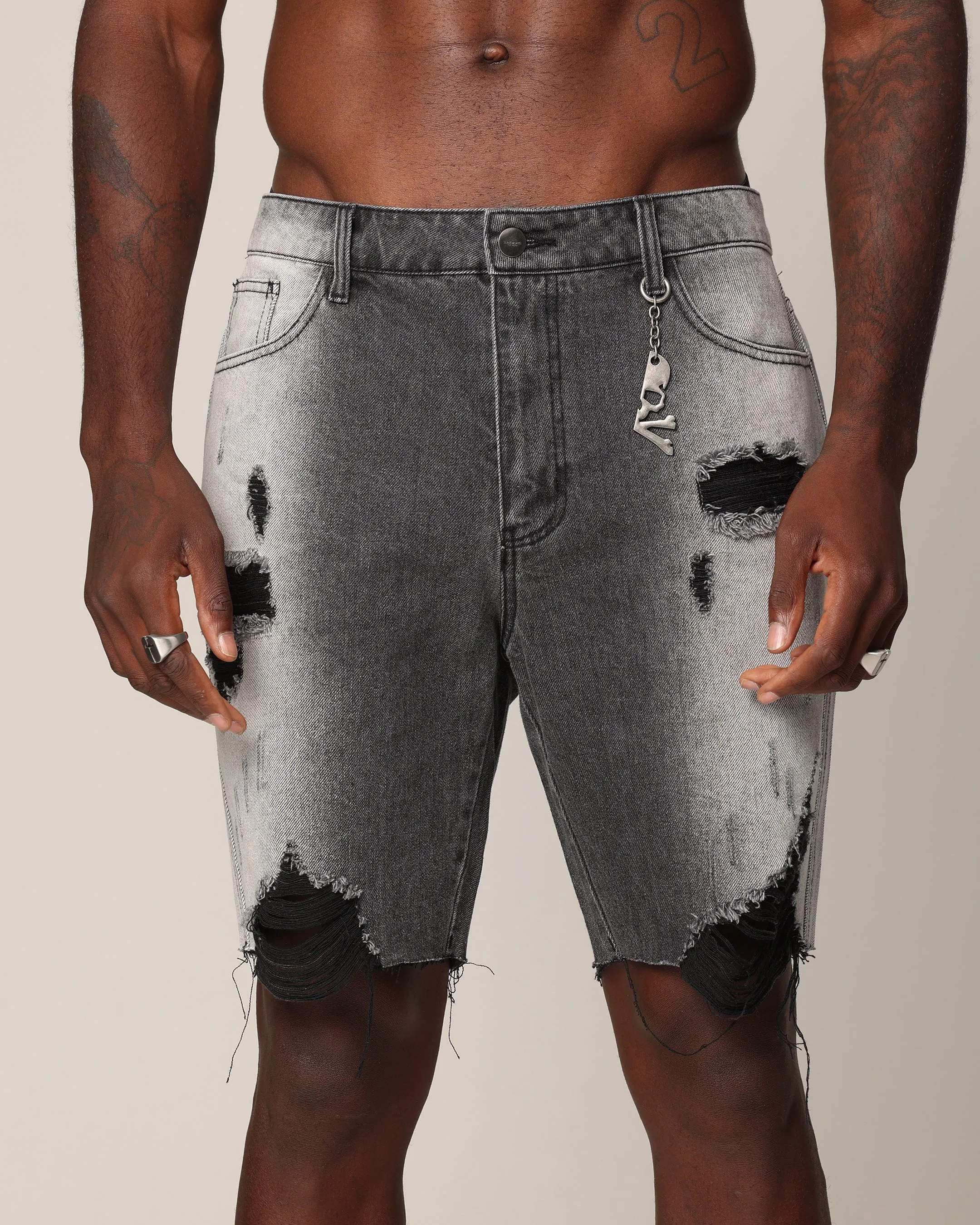 Saint Morta Sidewinder Denim Shorts Black Wash