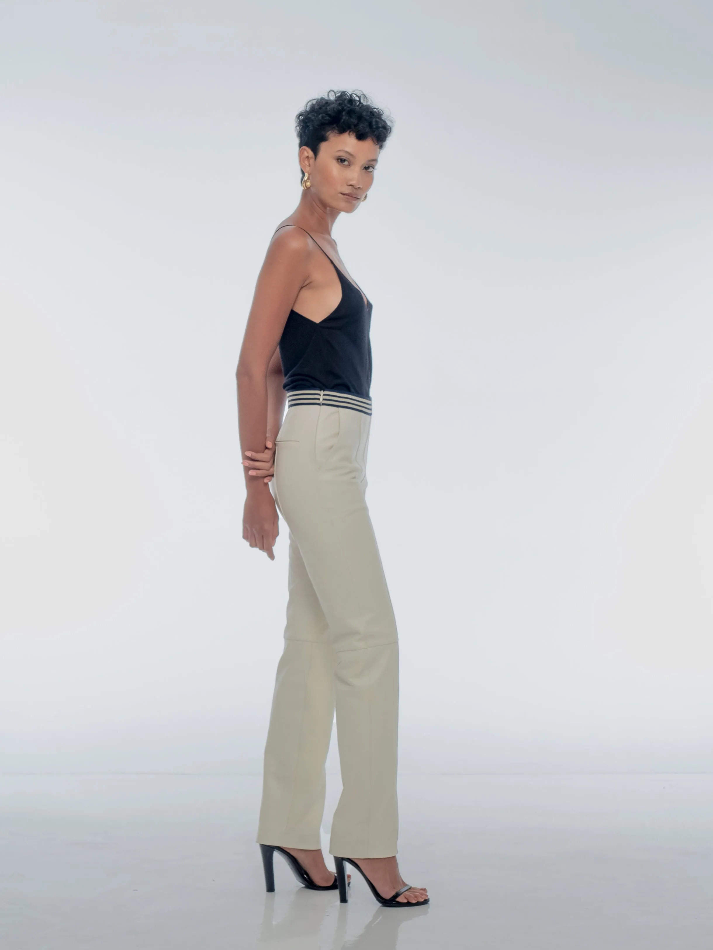 SANTORINI LEATHER PANT - COCONUT