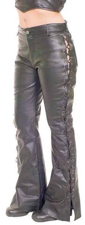 Side Lace Leather Pants for Women #LP2110L