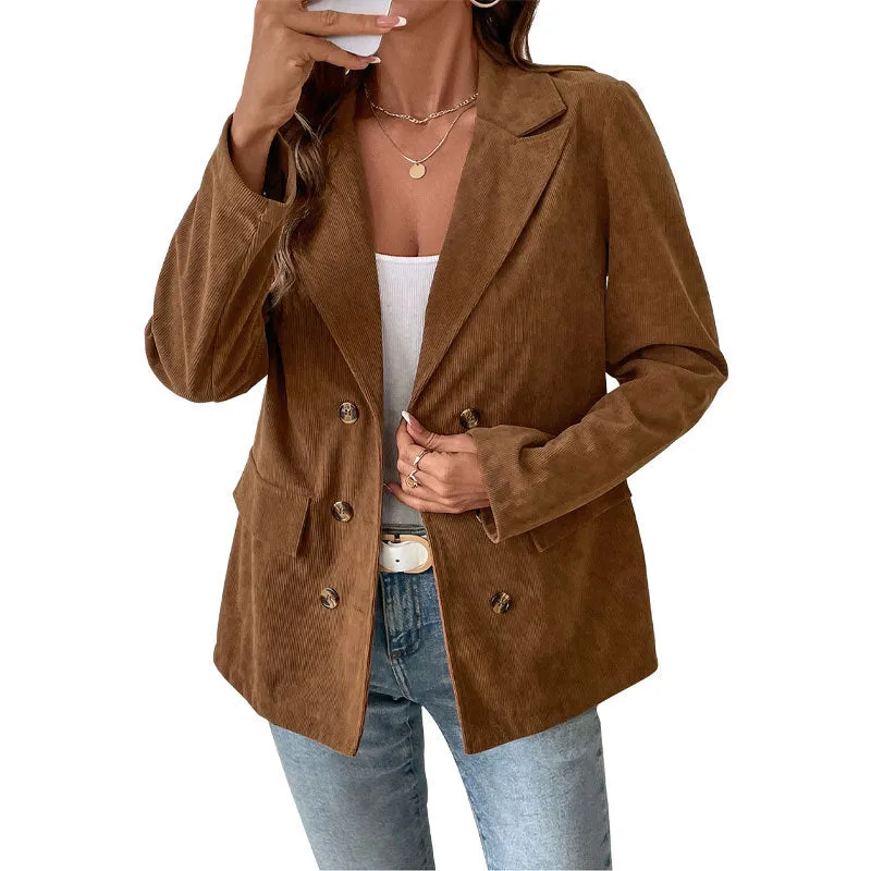 Solid Corduroy Blazer Lapel Fall Wholesale Womens Clothing N3824090300001