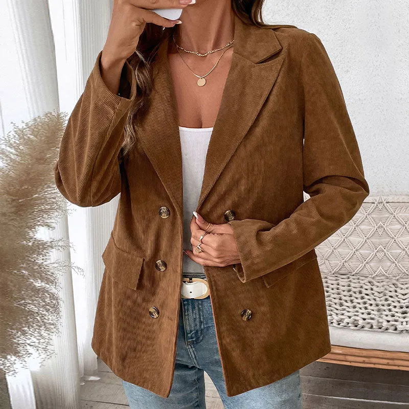 Solid Corduroy Blazer Lapel Fall Wholesale Womens Clothing N3824090300001