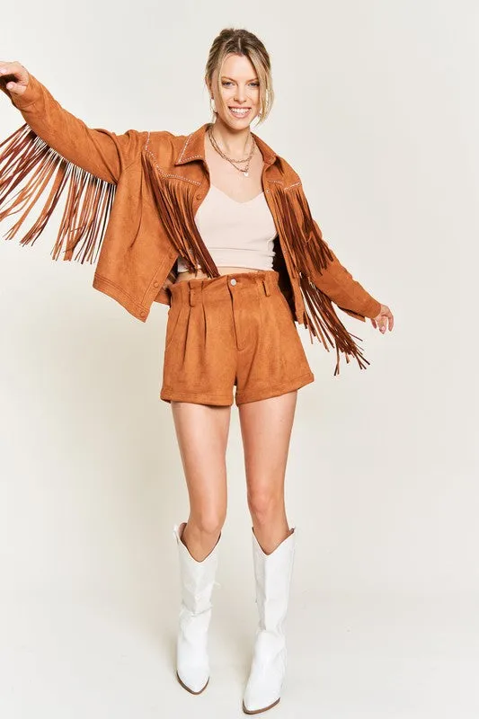 Suede studded fringe jacket PLUS SIZE