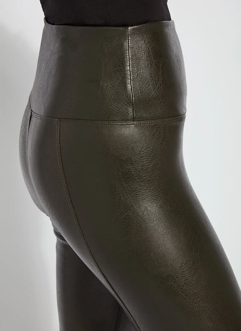 Textured Leather Legging | Garden Green