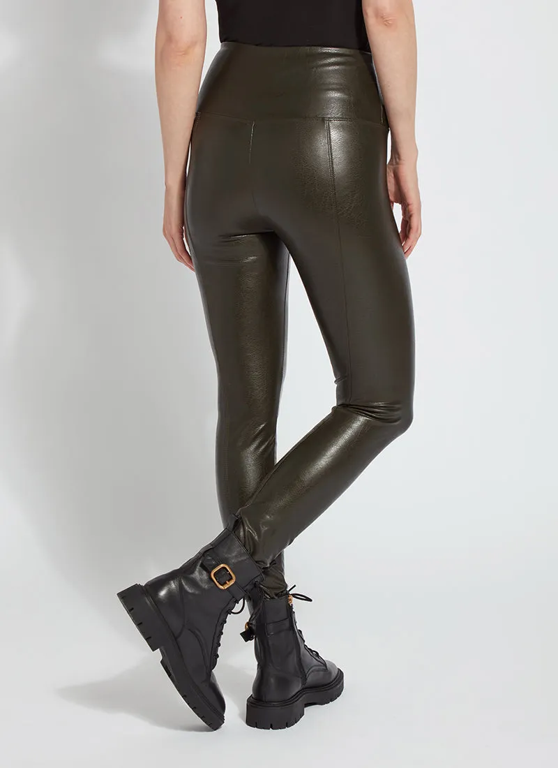 Textured Leather Legging | Garden Green