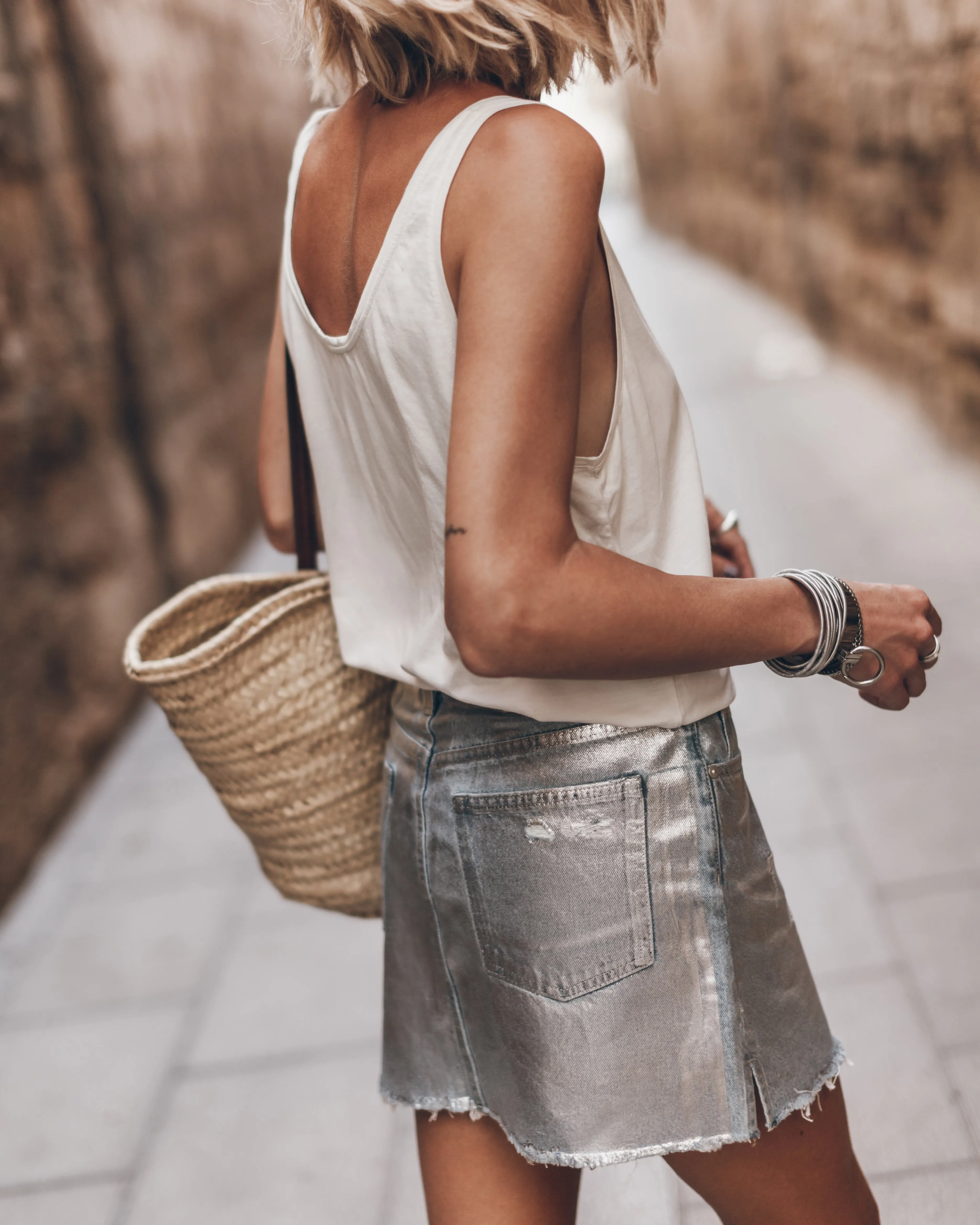 The Blue Shimmer Denim Skirt