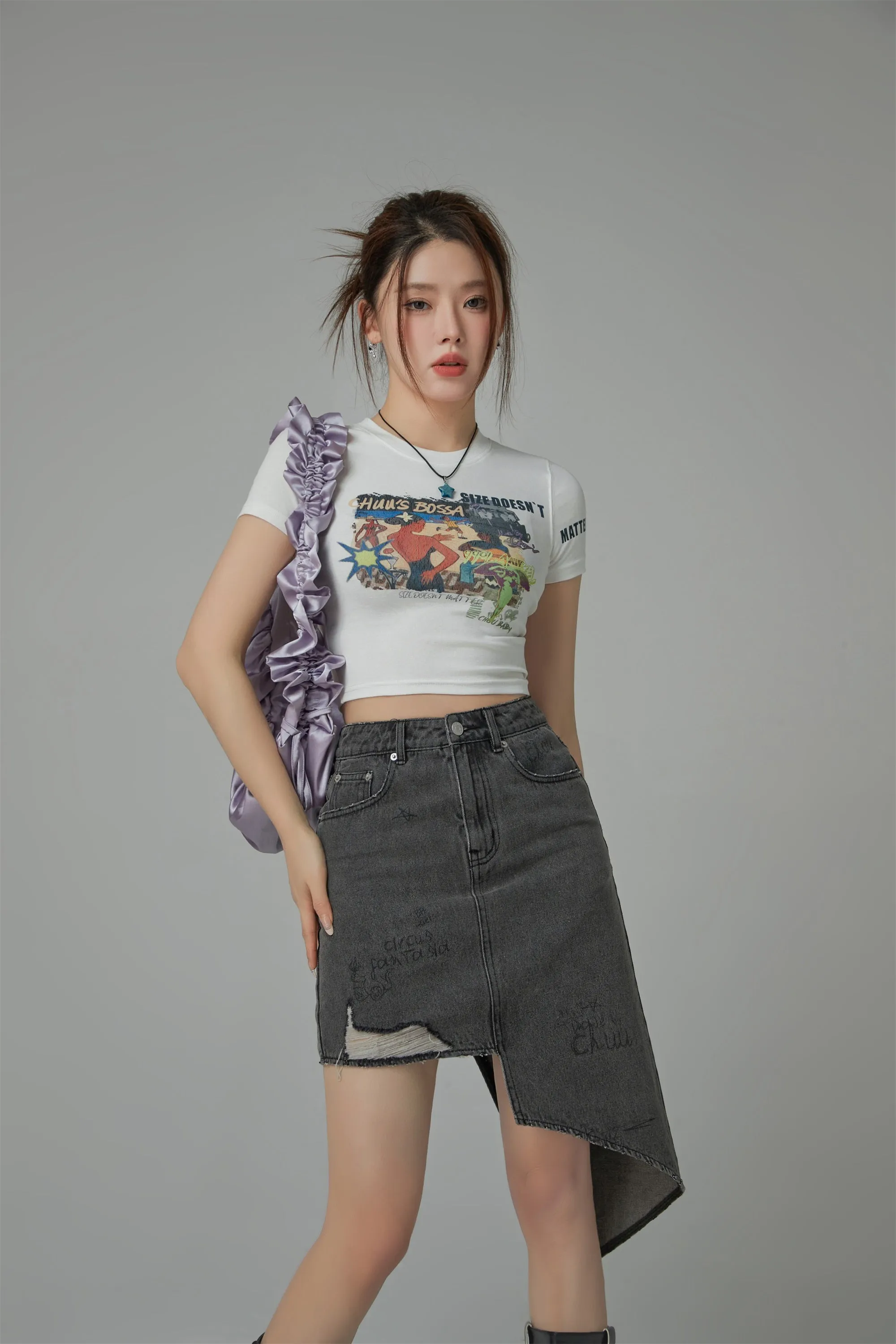 Unbalanced Denim Skirt