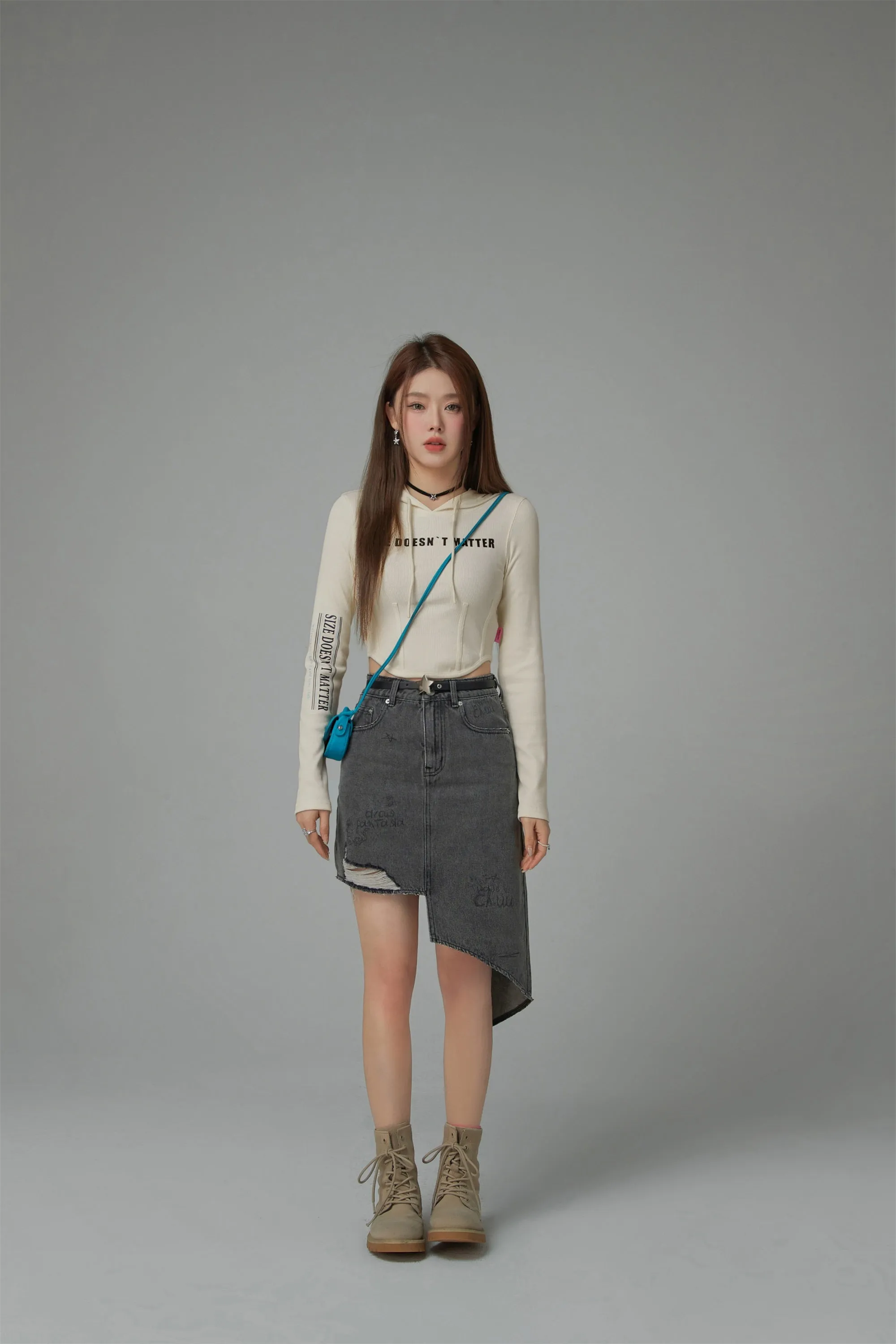 Unbalanced Denim Skirt