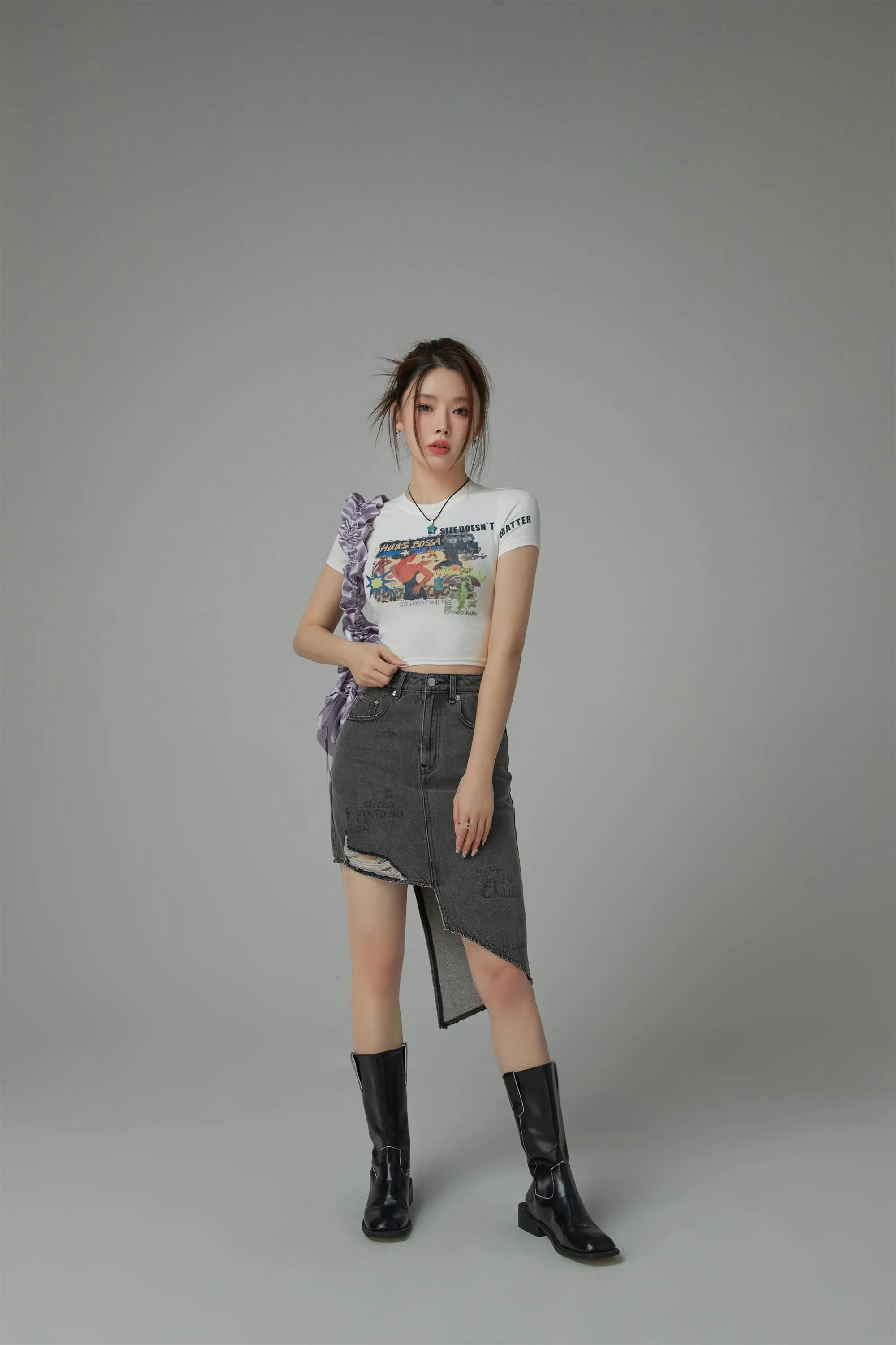 Unbalanced Denim Skirt