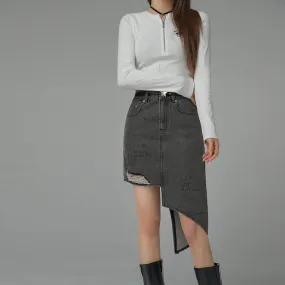 Unbalanced Denim Skirt