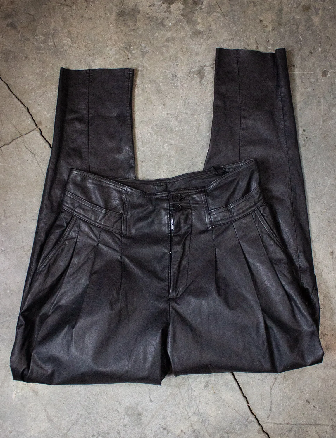 Vintage Byrnes and Baker Black Leather Pants 90s 32x31