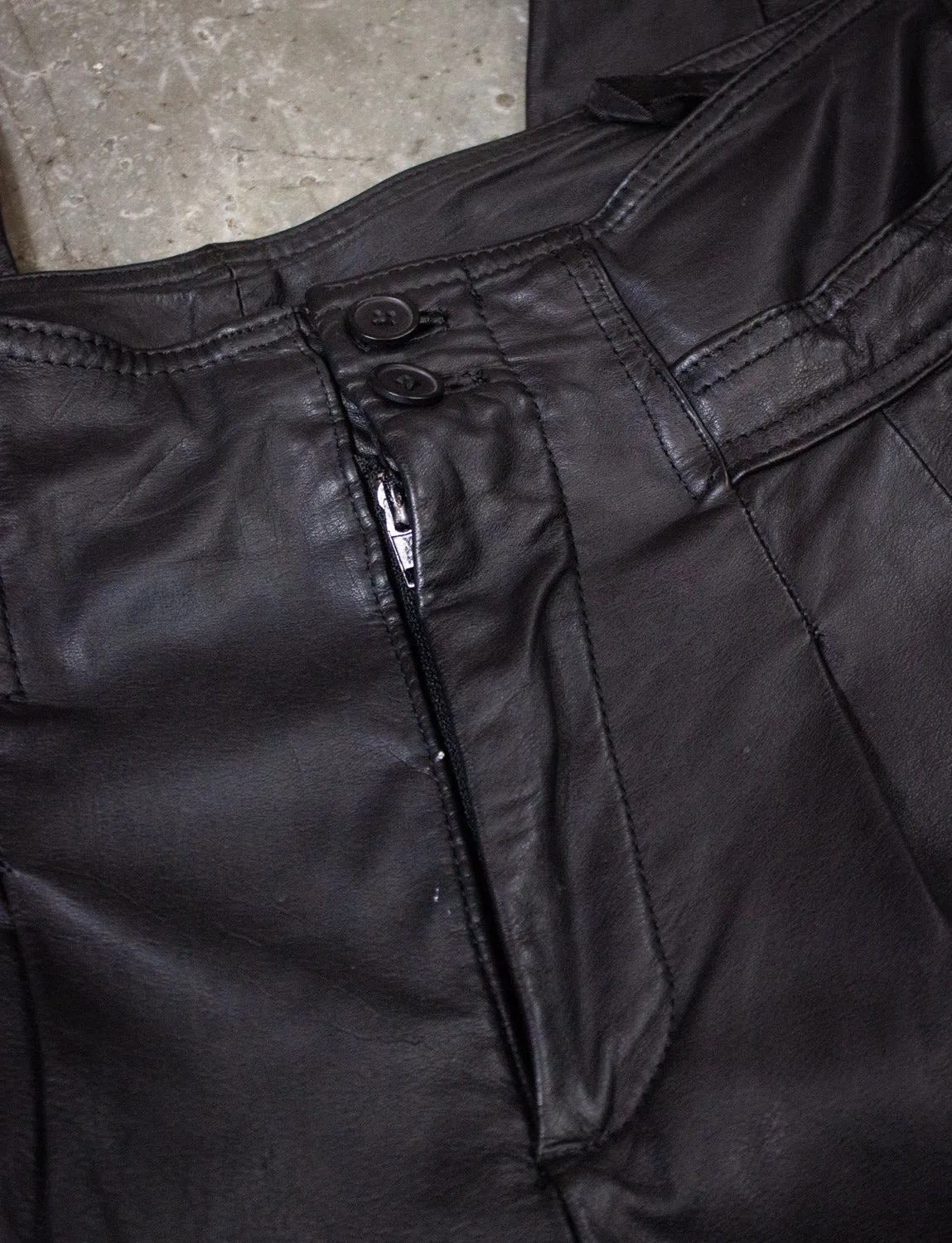 Vintage Byrnes and Baker Black Leather Pants 90s 32x31