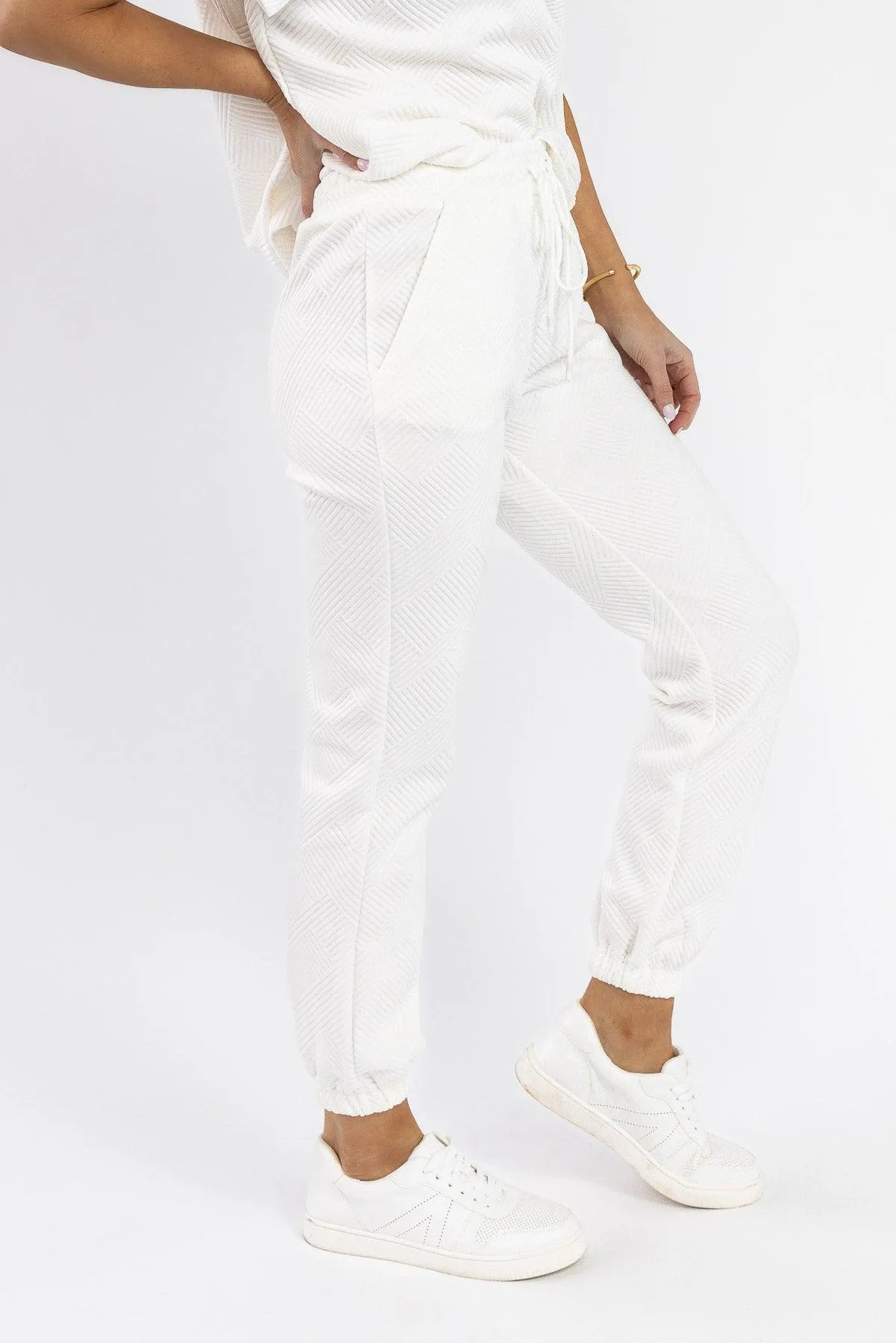 Weekend Vibe White Jogger - Final Sale