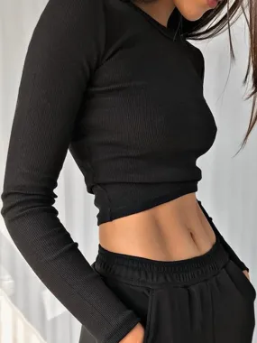 Women Ribbed Cropped Tops