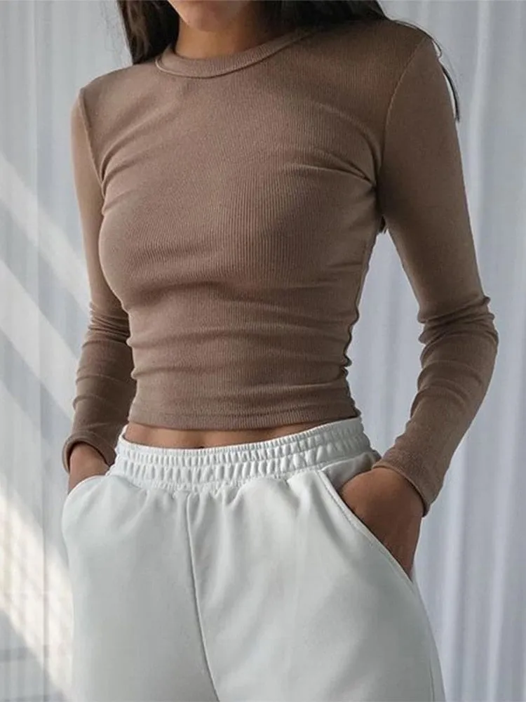 Women Ribbed Cropped Tops